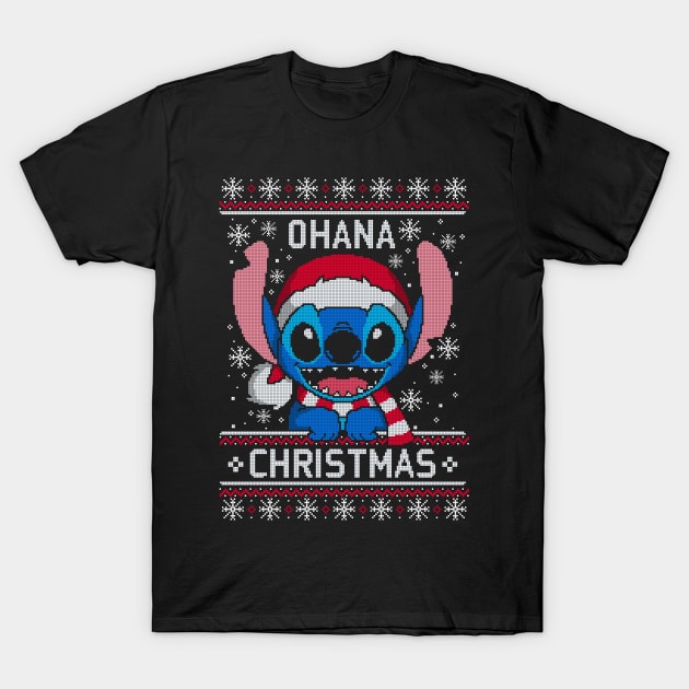 Ohana Christmas ugly sweater T-Shirt by NemiMakeit